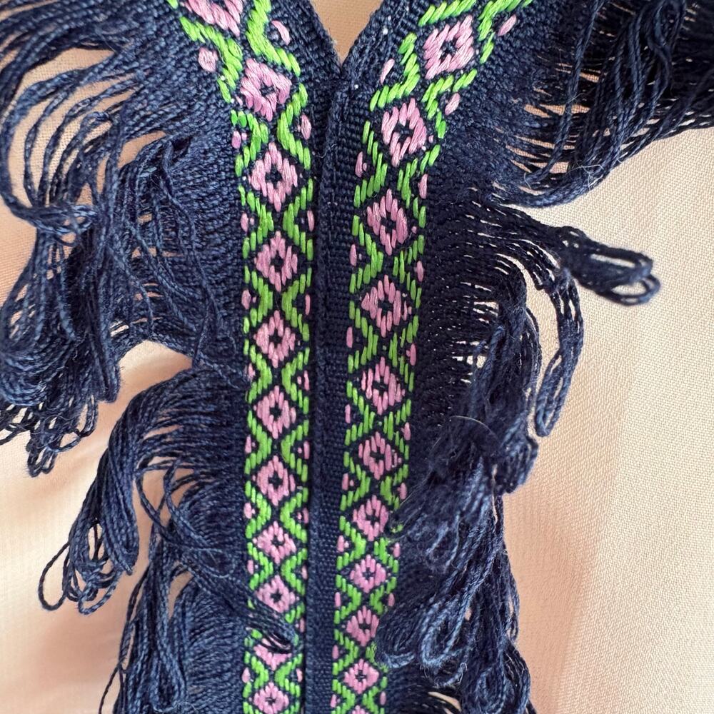 Miken Swim Cover Up Pink Fringe Sheer Lightweight Embroidered Tropical Romantic - Picture 3 of 6